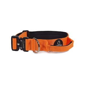 Collar táctico naranja para perros: nailon resistente con asa