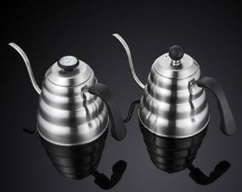 Goose-neck Stainless Steel Drip Kettle 1,2L with Thermometer