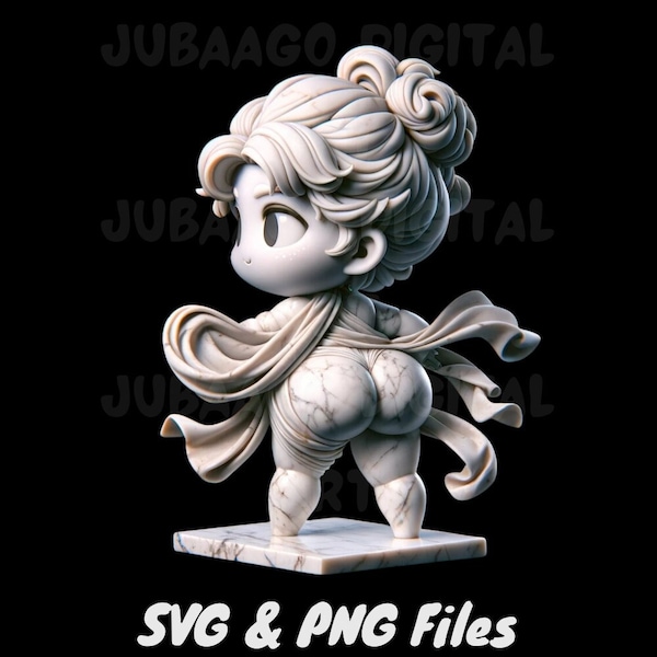 Chibi/Kawaii Big Booty Statue Girl | Digital Art | Cute and Playful SVG/PNG File | Kawaii Statue Design | Cute Chibi Girl With Big Booty