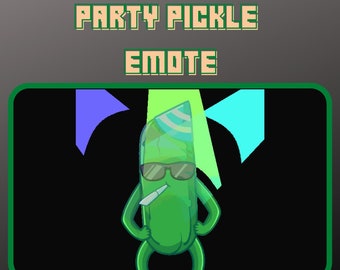 Animated Party Pickle Emote / Sub Badge / Twitch / Youtube / Discord / Trovo / Emotes / Bit Badge / Emote Commissions / Streamer / Gamer