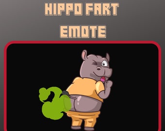 Animated Fart Booty Hippo Emote / Sub Emote/ Twitch / Youtube / Discord / Trovo / Emotes / Bit Emote / Emote Commisson / Streamer / Gamer