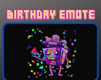 Animated Happy Birthday Emote / Sub Emote /Twitch / Youtube / Discord / Bit Emotes / Trovo / Streamer / Gamer / Emote Commission / Cheer