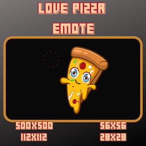 Animated Pizza Love Emote / Sub Emote / Twitch / Youtube / Discord / Streamer / Gamer / Trovo / Bit Emote / Emotes Commission / Emote