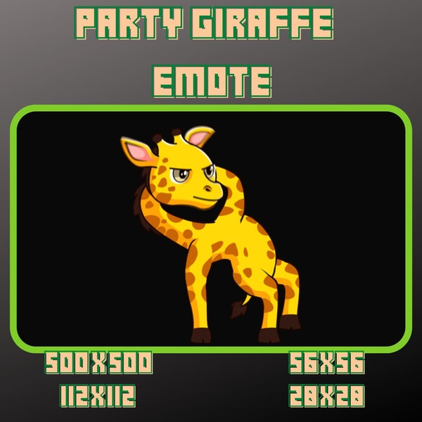 Animierte Party Giraffe Emote / Sub Emote / Twitch / Youtube / Discord / Trovo / Emotes / Bit Emote / Emote Commisson / Streamer / Gamer