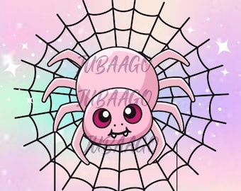 Pastel Goth Clipart, Spider PNG, Creepy Kawaii SVG, Gothic PNG, Halloween Sticker, Digital Planner Art, Cute Cricut Silhouette