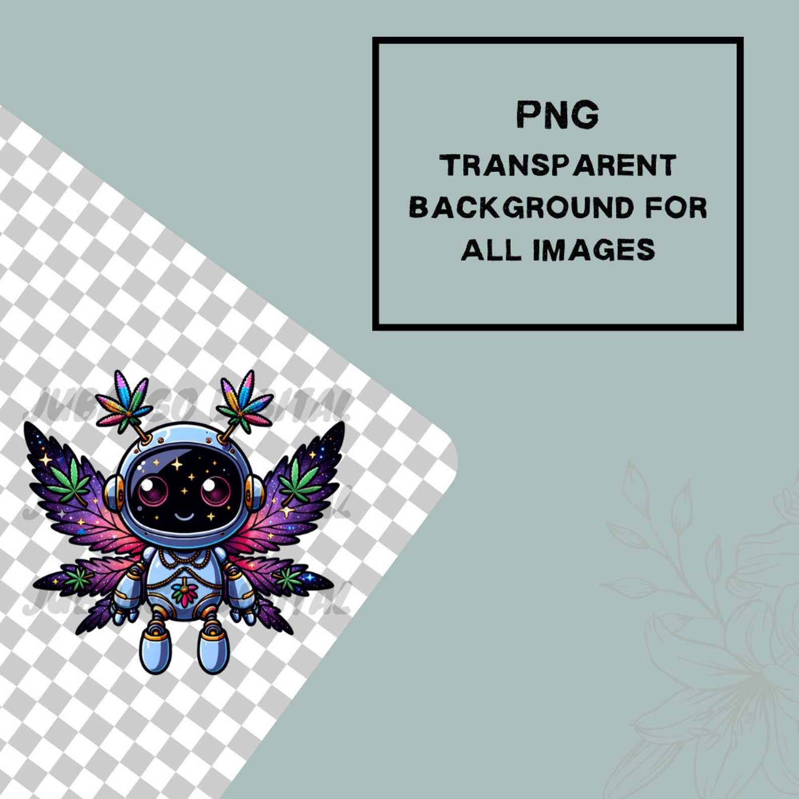 Chibi Weed Robot PNG/SVG, Space Fairy Png, Stoner Robot Png, Dope Leaf ...
