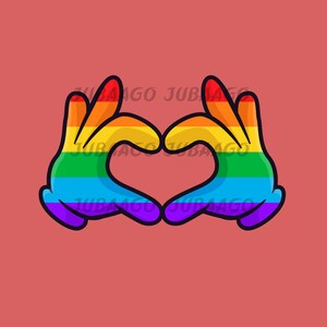 Lgbtq Love SVG/PNG / Rainbow Designs / Hand Graphics / Hand Illustration / Vector / Images / Sublimation / Cricut / Clipart / Gay Love SVG