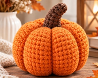 Crochet Pumpkin Pattern PDF, Fall Pumpkin Amigurumi, Popcorn Stitch, Autumn Decor, Halloween Crochet Pattern
