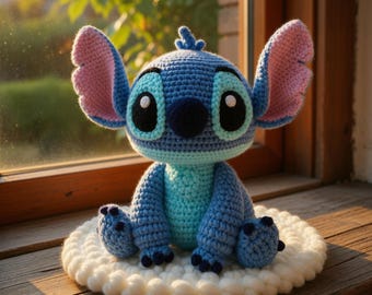 Blue Space Alien Crochet Pattern PDF | Kawaii Amigurumi Alien Plush Tutorial | Fluffy Ears Big Eyes Toy | Instant Download