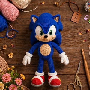 Fast Blue Hedgehog Amigurumi Pattern PDF, Cute Spiky Animal Crochet Plush Tutorial, Easy Beginner Digital File image 3