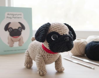Schema per realizzare un carlino all'uncinetto in PDF / Tutorial per amigurumi di un cucciolo realistico / Schema per un simpatico peluche a forma di cane / Regalo per amanti degli animali / Download immediato