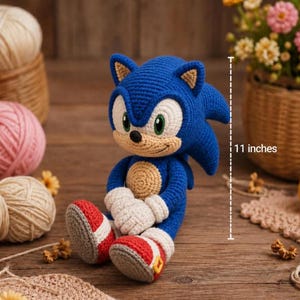 Fast Blue Hedgehog Amigurumi Pattern PDF, Cute Spiky Animal Crochet Plush Tutorial, Easy Beginner Digital File image 2