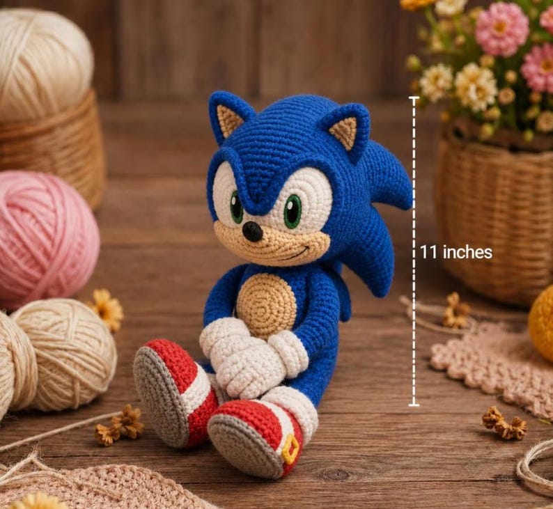 Fast Blue Hedgehog Amigurumi Pattern PDF, Cute Spiky Animal Crochet Plush Tutorial, Easy Beginner Digital File image 2