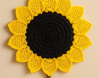 Crochet Sunflower Pattern PDF | Round Floral Rug, Beginner Crochet Pattern, Sunflower Floor Mat, Home Decor, Instant Download