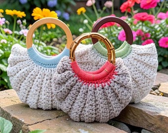 Crochet Handbag Pattern PDF | 3D Ribbed Tote Bag Tutorial | Easy Shell Stitch Purse | Video Guide Included | Instant Download