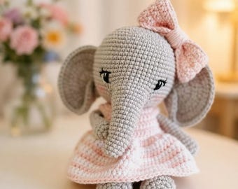 Elephant Crochet Pattern PDF | Sitting Elephant Amigurumi Tutorial | Safari Animal Plush | Easy Crochet Pattern | Instant Download