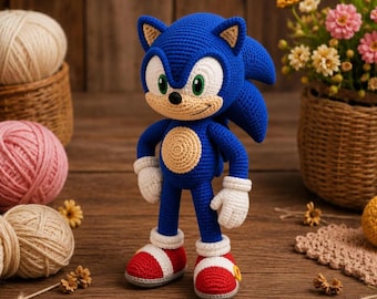 Fast Blue Hedgehog Amigurumi Pattern PDF, Cute Spiky Animal Crochet Plush Tutorial, Easy Beginner Digital File