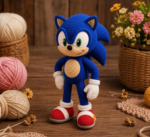 Fast Blue Hedgehog Amigurumi Pattern PDF, Cute Spiky Animal Crochet Plush Tutorial, Easy Beginner Digital File