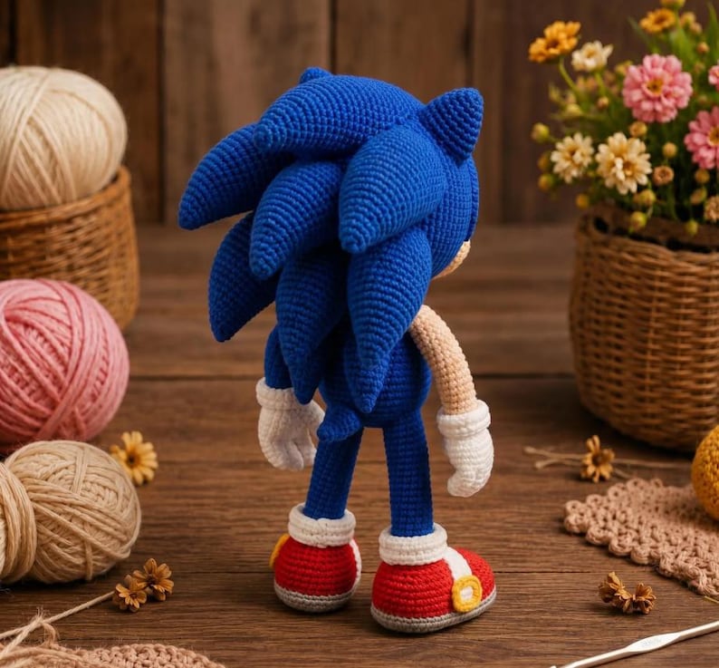 Fast Blue Hedgehog Amigurumi Pattern PDF, Cute Spiky Animal Crochet Plush Tutorial, Easy Beginner Digital File image 5