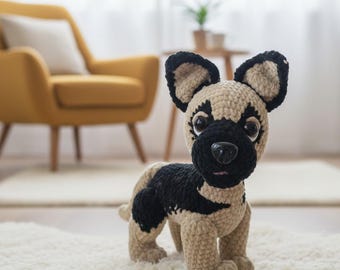 German Shepherd Dog Crochet Pattern PDF | Realistic Sitting Puppy Amigurumi | Detailed Plush Toy Tutorial | Instant Download
