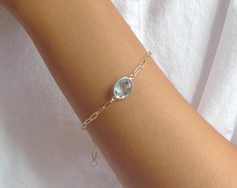 Sky Blue Topaz Bracelet: Vermeil Sterling Silver, 14k Gold Filled Chain