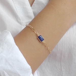 Vermeil Lapis Lazuli Bracelet: 14k Gold Filled Chain