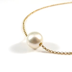 Large White Edison Pearl Necklace: 14K Gold Filled Chain