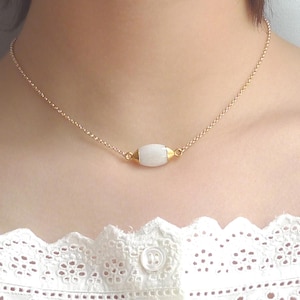 14k Gold Filled Rainbow Moonstone Choker Necklace