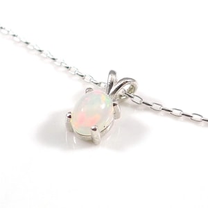 Ethiopian White Opal Necklace: Sterling Silver Fire Opal Pendant