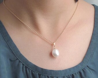 Baroque Pearl Necklace: AAA White Pearl, 14k Gold Filled /NP09