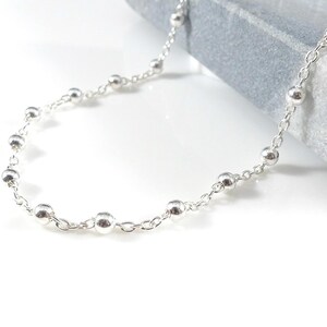 Sterling Silver Beaded Choker Necklace - 3mm Ball Chain /CN02 image 7