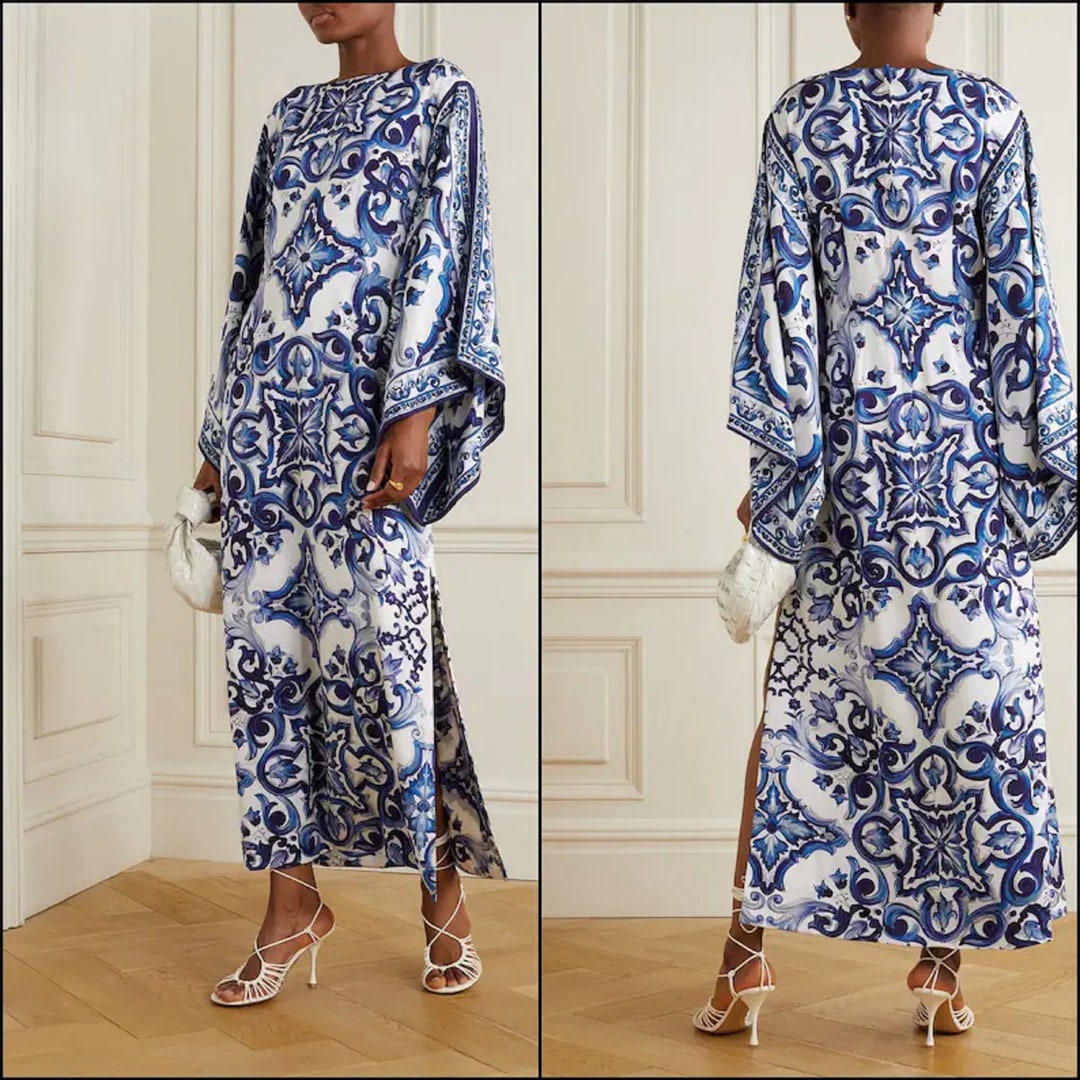 Blue Kaftan Dressing Gown Plus Size Kaftan for Women Beach Etsy