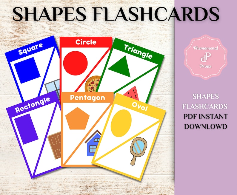 Shapes Flashcards Printable Flashcards Learning Shapes Etsy