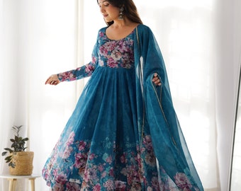 Premium Quality Alia Bhatt Style Pure Organza Anarkali Suit || Floral Festival Punjabi dress || Traditional salwar kameez || Pakistani Suit