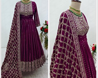 Ravishing Jaal Dupatta Work Anarkali Suit || Bridal wedding Festival Punjabi dress || Traditional salwar kameez Heavy Zari Sequins Work