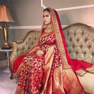 Bridal saree in red hot sale colour