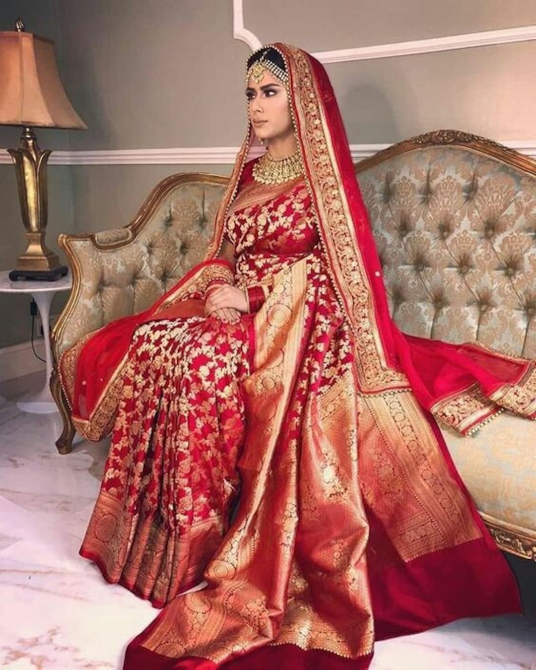 Red Bridal Banarasi Silk Saree With Dupatta Wedding Bridal Saree Rich Pallu  Designer Saree 