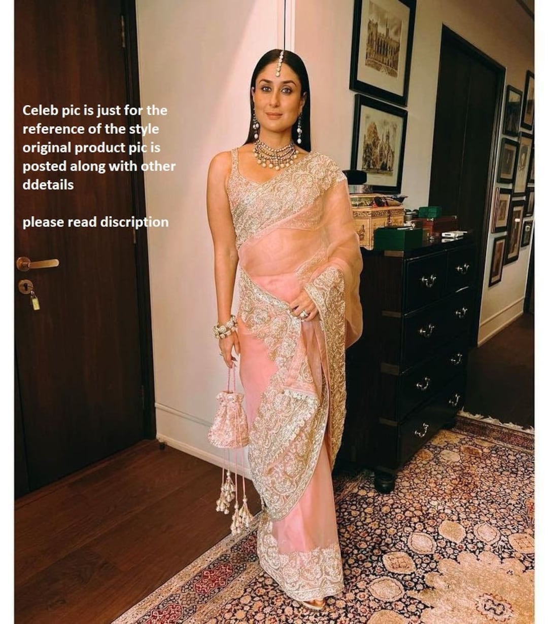Kareena Kapoor Style Premium Organza Silk Saree With Designer - Etsy Sweden