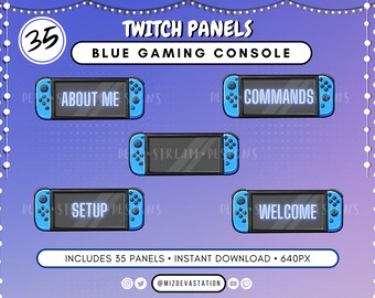 Paneles de Twitch para consolas de juegos azules: 35 KICK + superposiciones de Twitch (descarga digital)