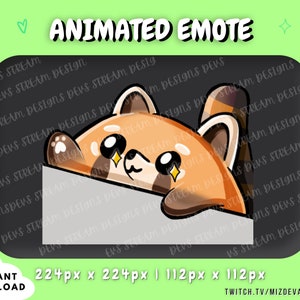 Emoticono animado de panda rojo / Emoticono lindo de Kawaii TWITCH / KICK / Discord