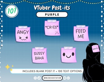 Nota adhesiva de V-Tuber púrpura / V-Streamer Post-it / KICK / Twitch / Discord