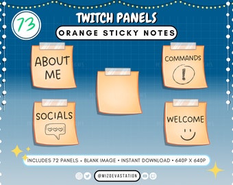 Paneles de notas adhesivas naranjas para Twitch: 72 diseños personalizables (descarga digital)