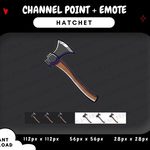 Könnte beinhalten: Eine digitale Illustration einer braunen Axt mit einer silbernen Klinge. Das Bild ist für eine Twitch-Kanalpunkt-Belohnung.
