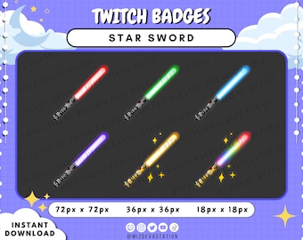 Star Sword Twitch + KICK Suscriptor & Bit Badges / Sub y Cheer Badges / 6 ESTILOS /