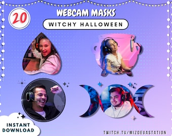 Witchy Halloween Webcam Mask Bundle: 20 Styles (Digital Download)