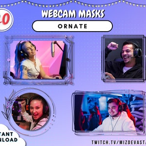 Ornate Shape Webcam Mask Bundle | 20 STYLES | Made for Streamers | OBS & Streamlabs Mask for Webcam Filter