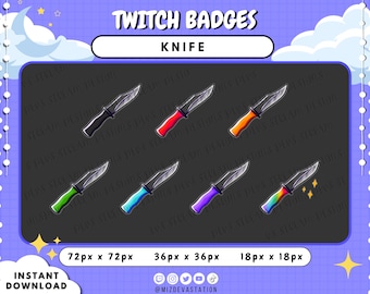 Knife Subscriber & Bit Badges | Twitch + KICK Horror Sub and Cheer Badges | 7 STYLES |