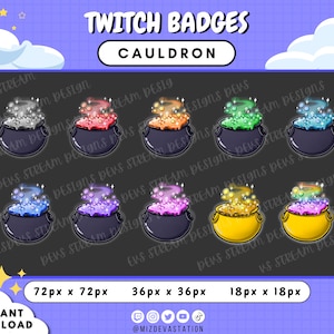 Magical Cauldron Badge Set | Twitch + KICK Sub and Cheer Badges | 10 STYLES |