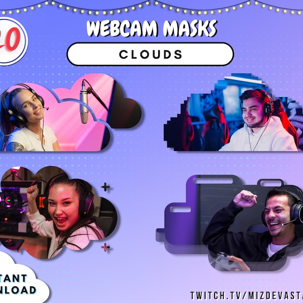 Cloud Shape Webcam Mask Bundle | 20 STYLES | Made for Streamers | OBS & Streamlabs Mask for Webcam Filter