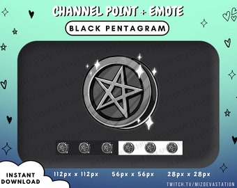 Punto de canal de moneda de pentagrama negro / Emote de ficha / KICK / Twitch / Discord
